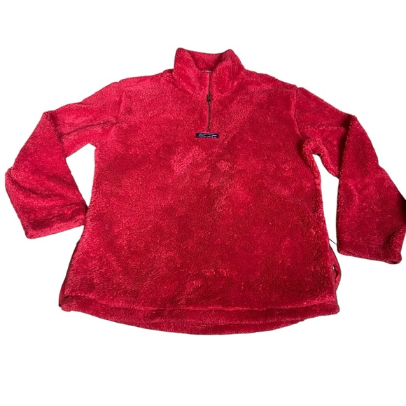 Lauren James Co Preptec 1/4 Zip Pullover Sherpa Fleece Red Women’s Size Medium M - Picture 1 of 10
